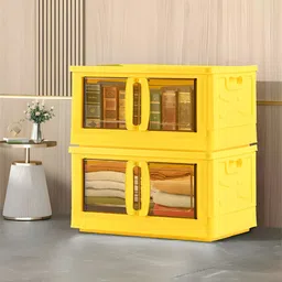 RUBOXA Yellow Textured 2 Units Drawer Organiser With Lid & Wheels-43