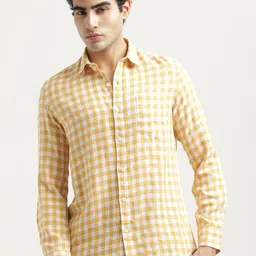 Blu MNKY Smart Textured Spread Collar Long Sleeves Cotton Linen Shirt-picture-28