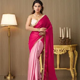 Kalista Colourblocked Sequinned Pure Chiffon Saree image 3