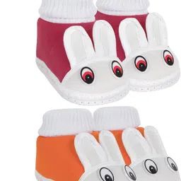 NESKA MODA 3 To 12 Months Infants 2 Pair Combo Pack Cute Soft Cotton Rabbit Booties-50