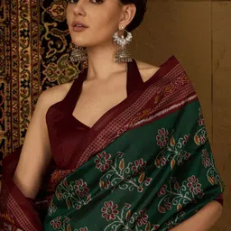 KALINI Ethnic Motifs Silk Cotton Ikat Saree-picture-43