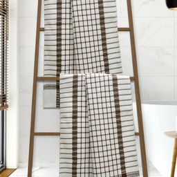 Athom Living Brown & White 2 Printed Cotton 210 GSM Bath Towel-image-47