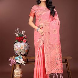 DIVASTRI Woven Design Zari Linen Blend Saree-27