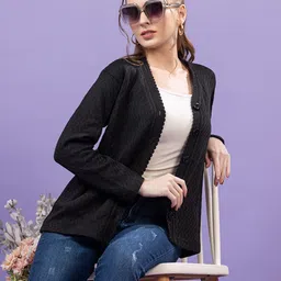 Dadu Dayal Women Chevron Self Design Woollen Cardigan-picture-48