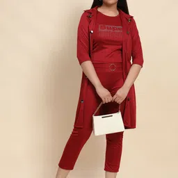 Ameeha Embellished Round Neck Top & Pant With Jacket Co-Ords-picture-19