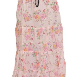 Exotic India Long Skirt With Printed Roses & Elastic Waist-image-84