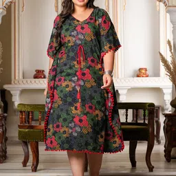 KALINI Women Floral Printed Kaftan Midi Dress-image-20