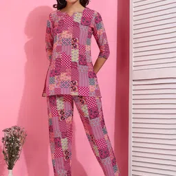 Moda Rapido Printed V-Collared Tunic With Trouser Co-Ords-picture-4