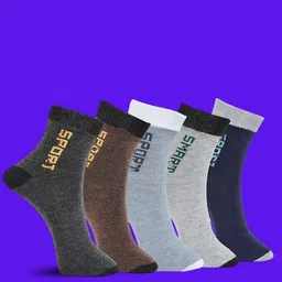 MJE Pack Of 5 Printed Mid Rise Ankle Length Socks-image-67