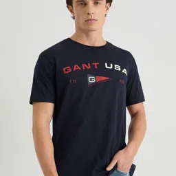 GANT Men Typography Printed Round Neck Cotton T-shirt-image-78