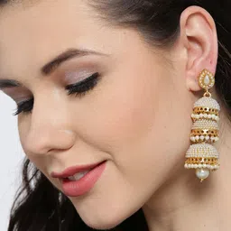 YouBella Gold-Plated Pearls Beaded Dome Shaped Jhumkas-image-29