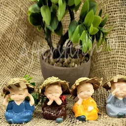 Afterstitch Blue 4 Pieces Baby Buddha Monk Figurine Showpiece-16