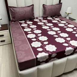 Pure Decor Passion Fur Magenta 330 TC Pure Cotton Queen Bedsheet Set-2.28 m x 2.54 m-picture-5