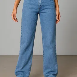 KASHIAN Women Loose Relaxed Fit Mid-Rise Stretchable Jeans-picture-4