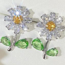 AKISON JEWELS Floral Crystals Drop Earrings-image-19