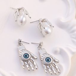 SOHI Set Of 2 Evil Eye Bud Contemporary Drop Earrings-48