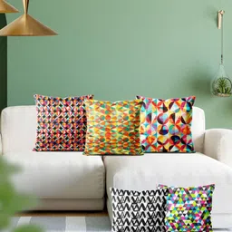 ArtzFolio Multicoloured Set of 5 Velvet Square Cushion Covers-picture-5