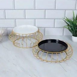 amaya decors Black & White Round Wired Buffet Platter Set of 2-picture-12