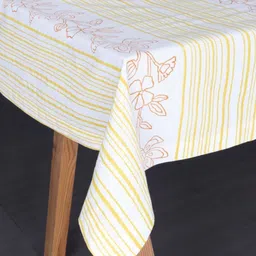 Eyaas Yellow & Orange Floral Printed Cotton 6-Seater Table Cover-image-2