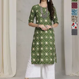 7Threads Women Ethnic Motifs Printed Sequinned Floral Crepe Kurta-image-88