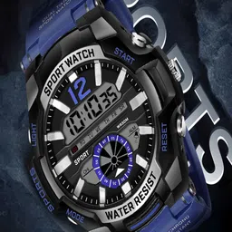 Hala Men Aluminium Dial & Textured Straps Analogue and Digital Watch HL-1030-Blue-24