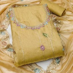 SAINOOR Floral Beads And Stones Embellished Semi-Stitched Dress Material-image-64
