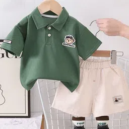 POP STREET KIDS Boys Polo Collar T-shirt With Shorts-image-99