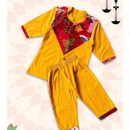 Peekaaboo Kids Boys Floral Printed Panelled Pure Cotton Kurta with Pyjamas-picture-24