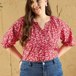 Berrylush Curve Floral Print Top-picture-35