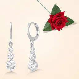 Peora Silver Plated CZ Studded Contemporary Drop Earrings-26
