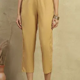 House of Chikankari Cotton Cambric Chikankari Solid Pants-image-66