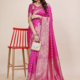DIVASTRI Woven Design Zari Silk Blend Banarasi Saree-image-26
