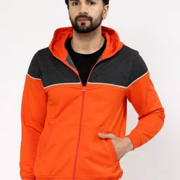 Kalt Men Colourblocked Hooded Front-Open Sweatshirt-picture-7