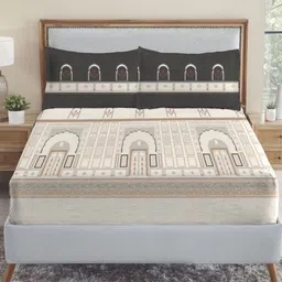 MYTRIDENT Brown & Grey 210 TC King Bedsheet with 2 Pillow Covers-image-57