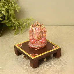 AAKRITI ART CREATIONS Brown & Green Patterned Wooden Pooja Pray Stand-image-47