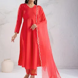 Inddus Women Regular Kurta with Trousers & With Dupatta-image-5