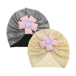 THE LITTLE LOOKERS Infants Pack Of 2 Soft Hosiery Turban Flower Cap-46