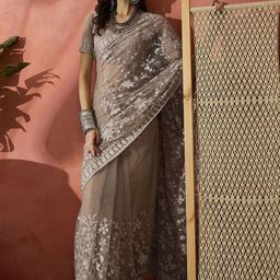 Sangria Embroidered Saree with Blouse Piece-38