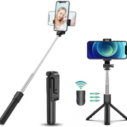 RENTOOR TOP SELLING R1 Foldable Wireless Extendable Selfie Stick Monopod Phone Holder Tripod, Tripod Clamp, Tripod Ball Head-27
