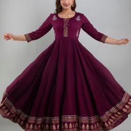 Women Embroidered Viscose Rayon Anarkali Kurta-image-54