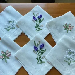 Shree adodhya 6-Pcs Set of Embroidery Handkerchiefs for Women . Size 40×40 cm. In white colour ["White"] Handkerchief-image-39