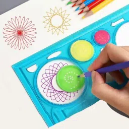 rashi Creative Spirograph Geometric Ruler, Art & Craft Ruler for Kids (Random 2 color) Ruler image 2