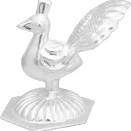 KMJ Pure Silver Peacock Idol / figurine for puja, chandi ka mor(wt. 6-7 grams) Decorative Showpiece - 3.5 cm-image-4