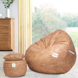 mintwud from pepperfry Mobara 3XL Leatherette Bean Bag With Beans WithFootrest, Cushion & Pocket-picture-36