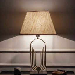 kapoor lampshades Saturn Single Light Table Lamp In Shine Brass & Black Finish With Off-White Shade-picture-32