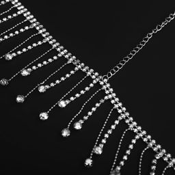 shidara 1 Pcs Luxurious Crystal Head Chain Silver Rhinestone Tassel Head Chain Boho Headpiece Rhinestone Headband Wedding Costume Hair Accessories for Women (Silver) image 4