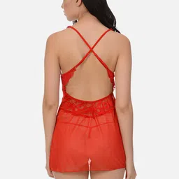 mod & shy Red Halter Neck Baby Doll-image-11