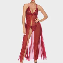 Xivir Self Design Shoulder Straps Net Baby Doll image 4