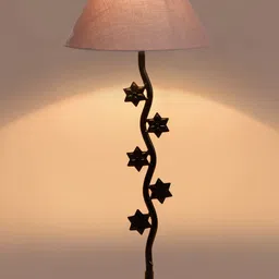 Devansh Grey & Black Textured Cotton Zig Zag Table Lamp With Iron Base image 4