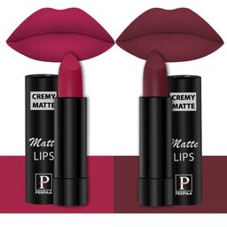 PERPAA Set Of 2 Creamy Matte Long-Stay Lipstick - Ruby Magenta 84 & Cherry Maroon 95-77